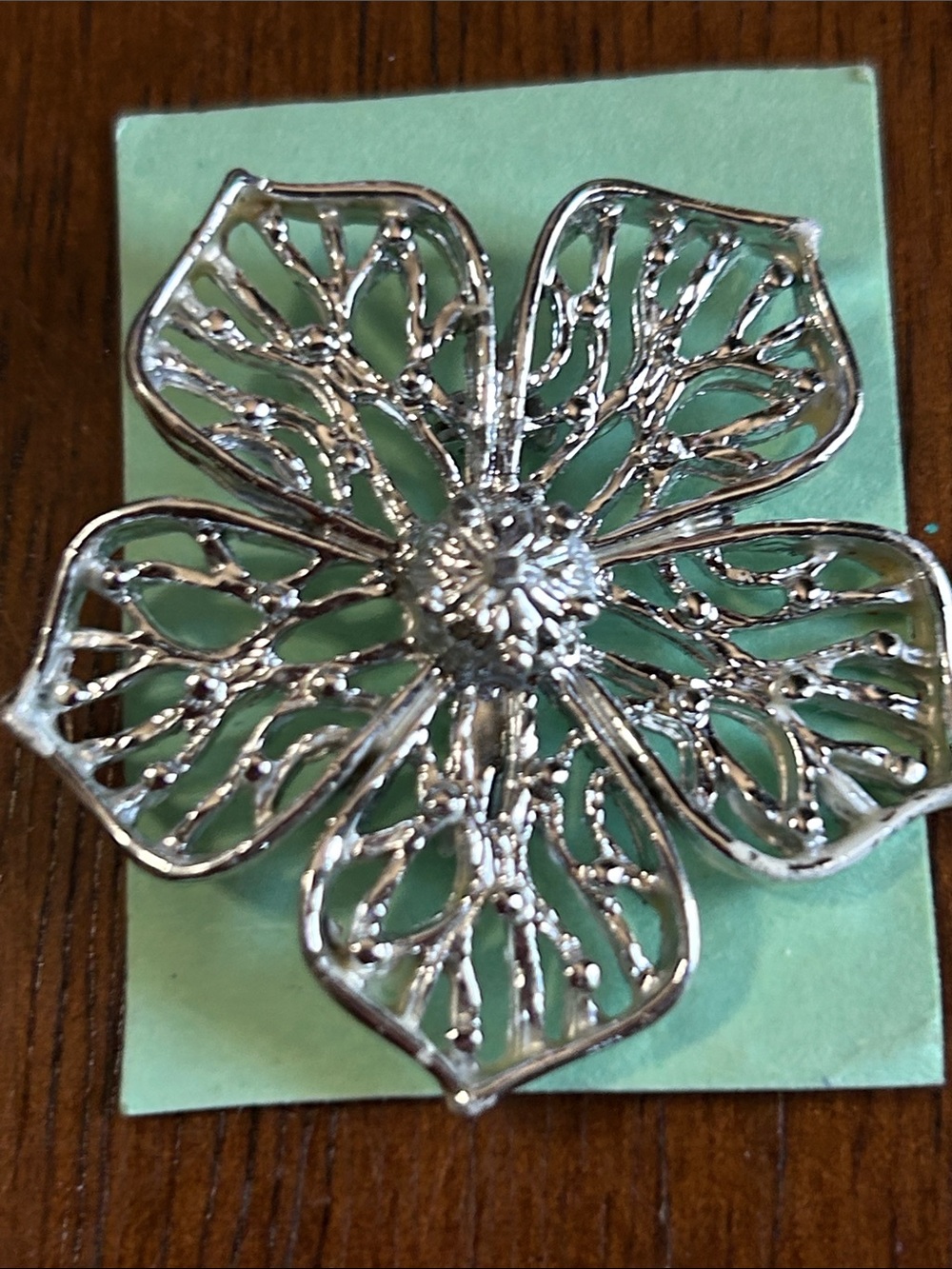 Silver Filigree Flower Brooch - Silver Floral Pin